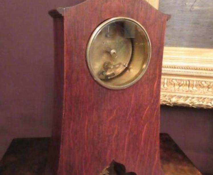 Art Nouveau Copper & Ebony Inlaid Mantel Clock - Image 6