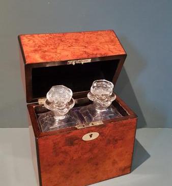 Victorian Burr Walnut Tantalus Box