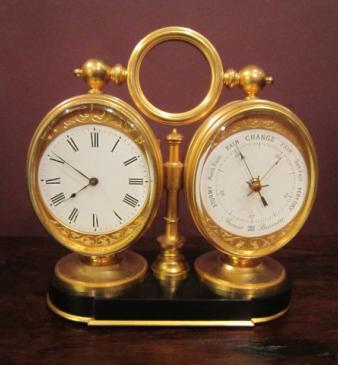 Fine 19th Century Gilded Clock Barometer