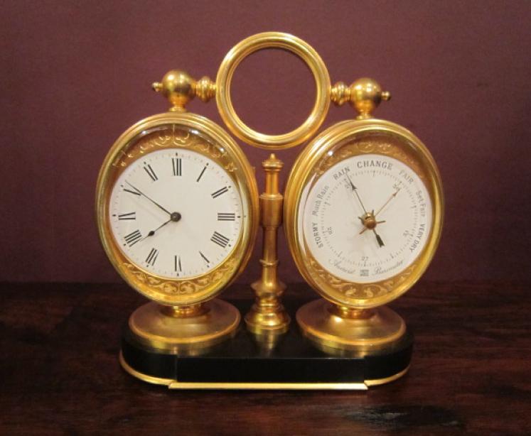 Fine 19th Century Gilded Clock Barometer - Image 1