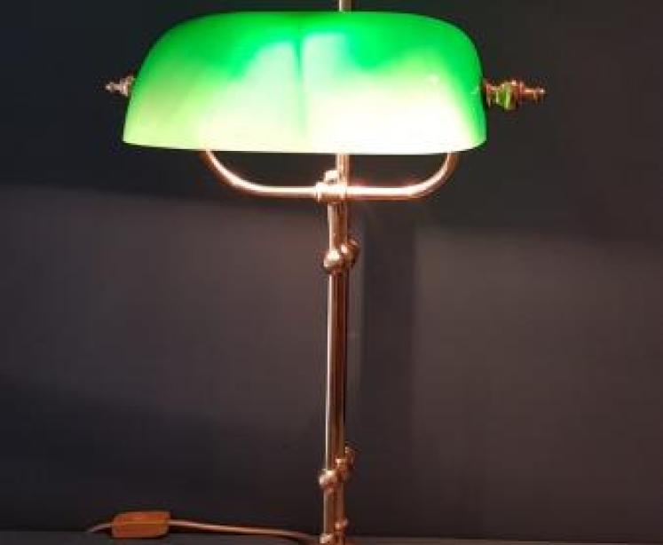1930's Brass Rise and Fall Bankers Lamp - Image 2