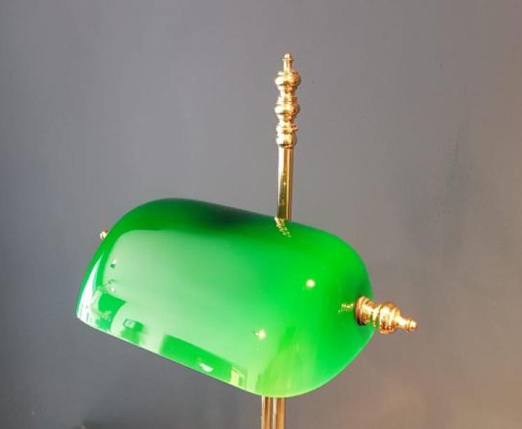 1930's Brass Rise and Fall Bankers Lamp - Image 5