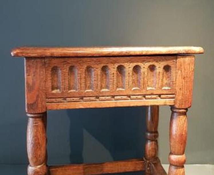 George I Style Oak Box Stool - Image 1