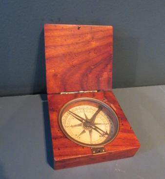 Antique Walnut Cased Pocket Compass