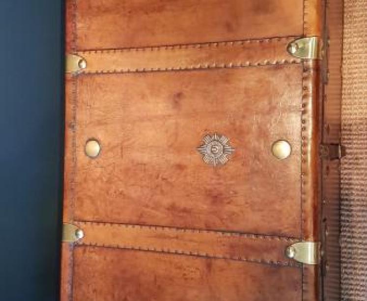 Superb Antique Leather Military Trunk - Image 7
