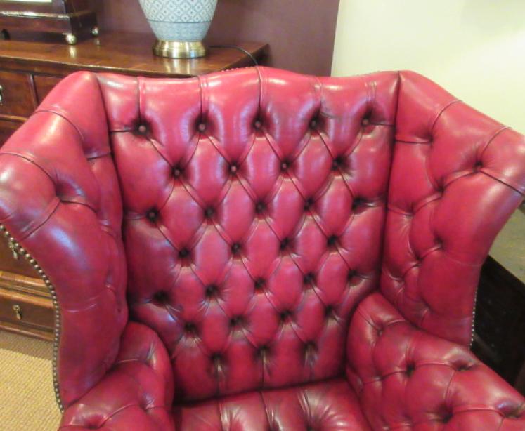 Antique Leather Chesterfield Wing Armchair - Image 2