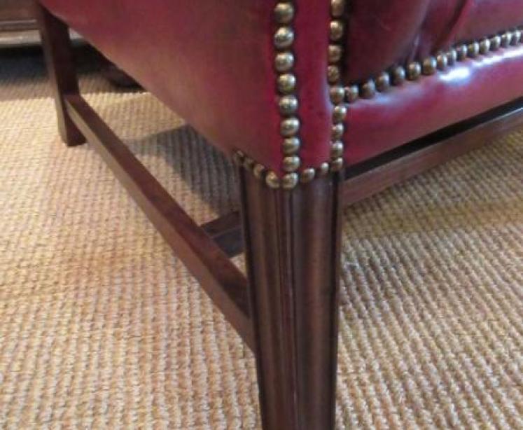 Antique Leather Chesterfield Wing Armchair - Image 4