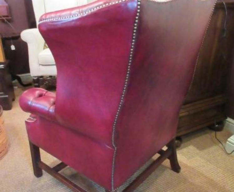 Antique Leather Chesterfield Wing Armchair - Image 5