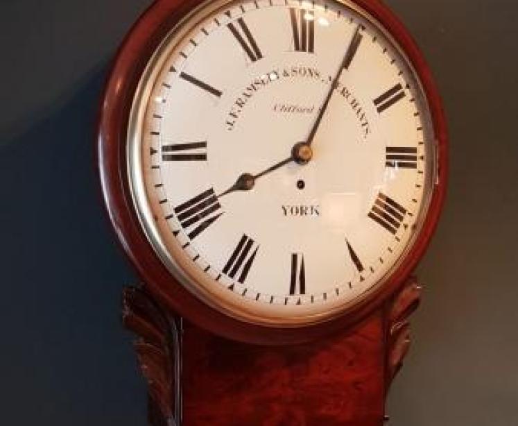 Early Victorian Mahogany Single Fusee Drop Dial Wall Clock - Image 6