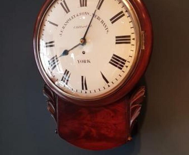 Early Victorian Mahogany Single Fusee Drop Dial Wall Clock - Image 7