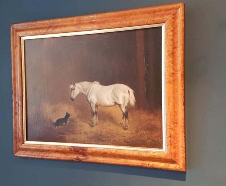 Victorian Oil on Canvas Stable Scene  - Image 4