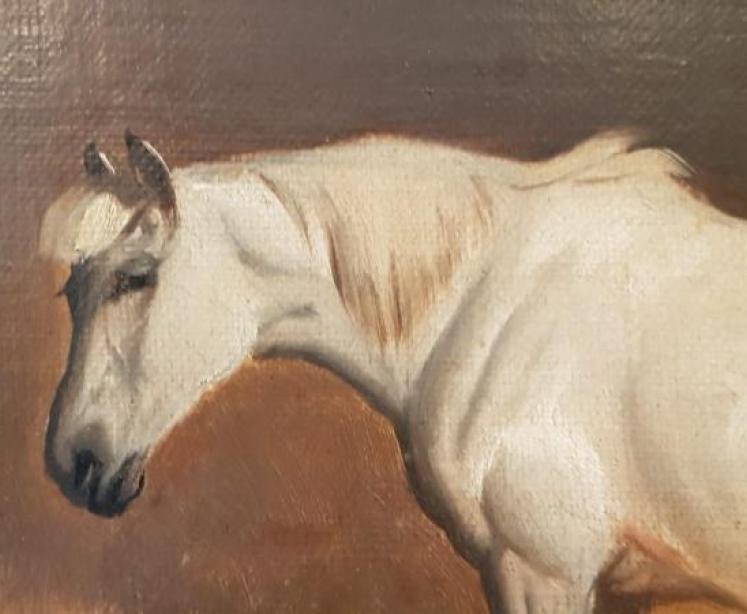 Victorian Oil on Canvas Stable Scene  - Image 7