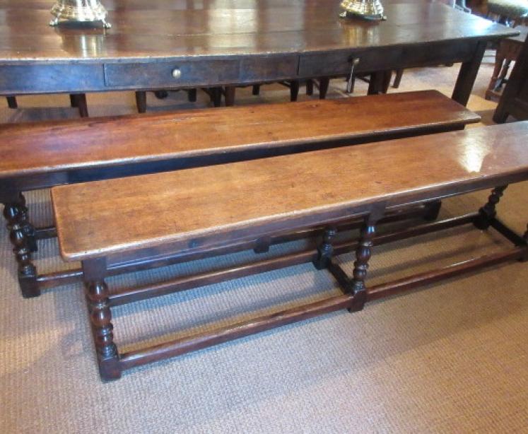 Pair of George III Period Oak Benches - Image 1