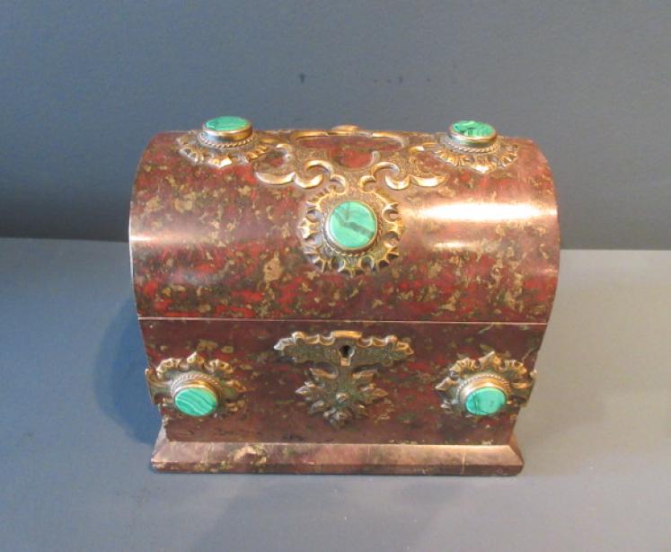 Fine 19th Century French Serpentine Marble Casket - Image 1