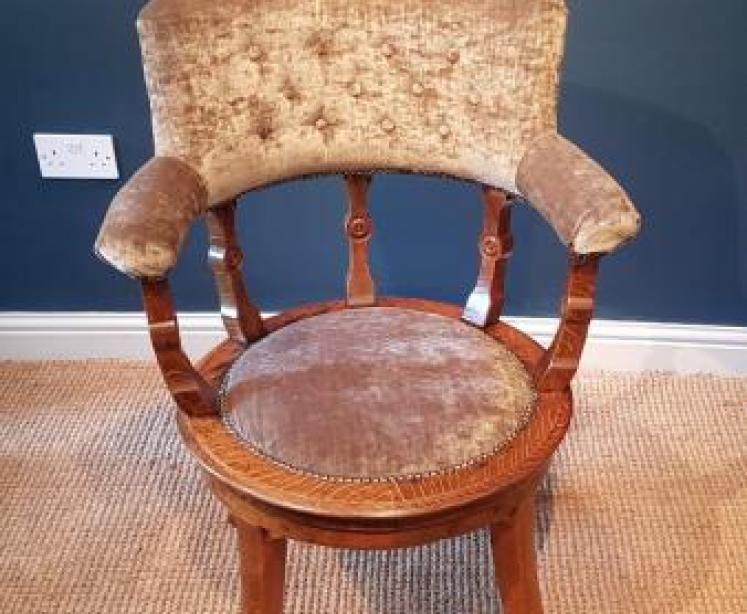 Victorian upholstered Oak Desk Chair - Image 1