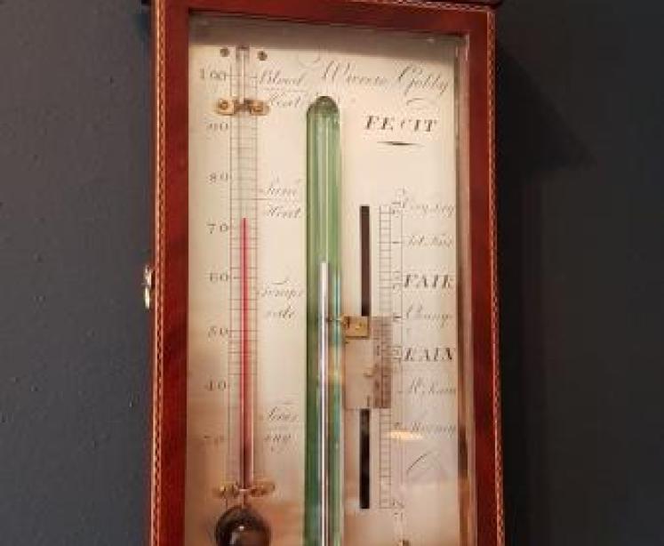 Superb George III Inlaid Mahogany Stick Barometer - Image 2