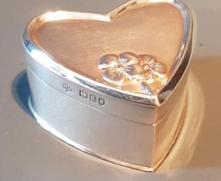 Silver Heart Shaped Ring Box - Image 1
