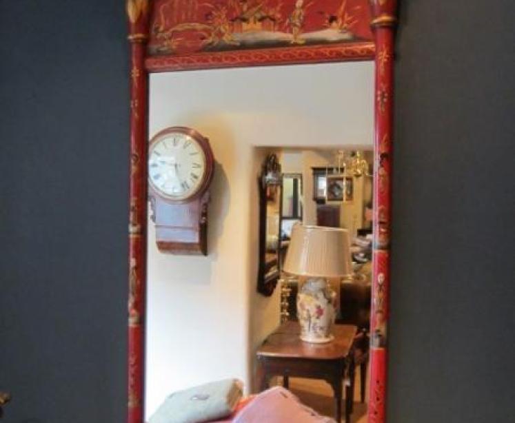 Fine 19th Century Chinoserie Lacquered Pier Mirror - Image 1