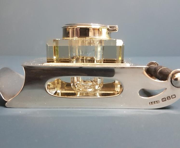 Late Victorian Silver and Cut Glass Inkwell - Image 2