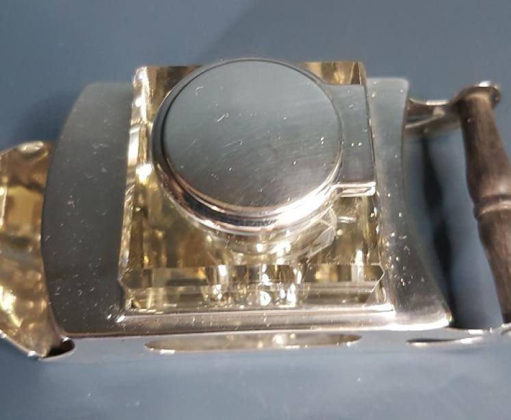 Late Victorian Silver and Cut Glass Inkwell - Image 3