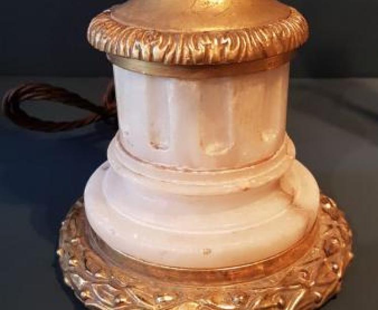 Matching Pair of 1920's Alabaster and Ormolu Table Lamps - Image 5