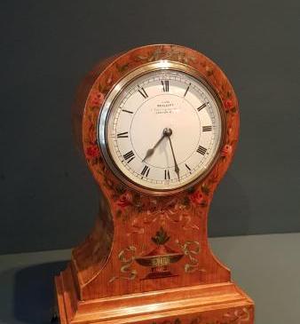 Superb Edwardian Floral Decoration Satinwood Balloon Clock