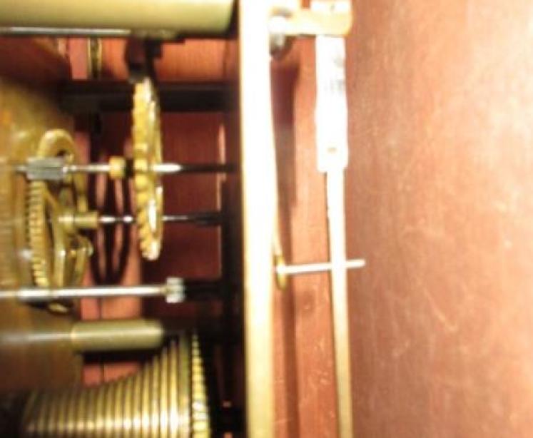 Antique Polished Mahogany Single Fusee 12" Wall Clock - Image 6