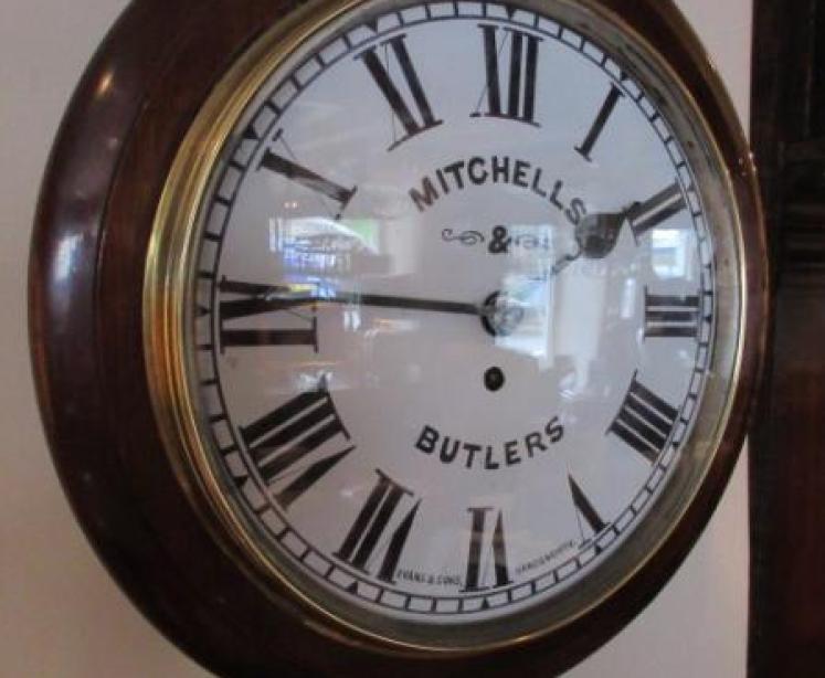 Antique Polished Mahogany Single Fusee 12" Wall Clock - Image 7