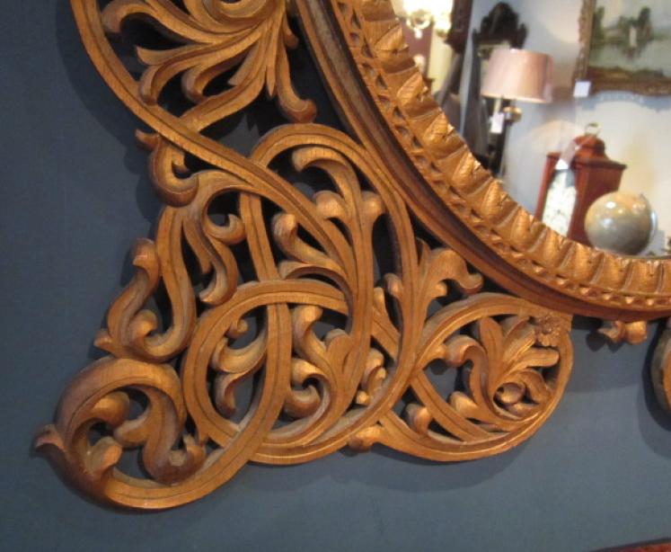 Impressive Art Nouveau Gilded Fretwork Wall Mirror - Image 2