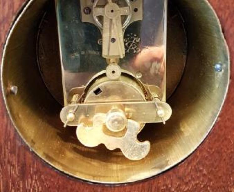 Unusual Edwardian Blue and White Dial Inlaid Mantel Clock - Image 4