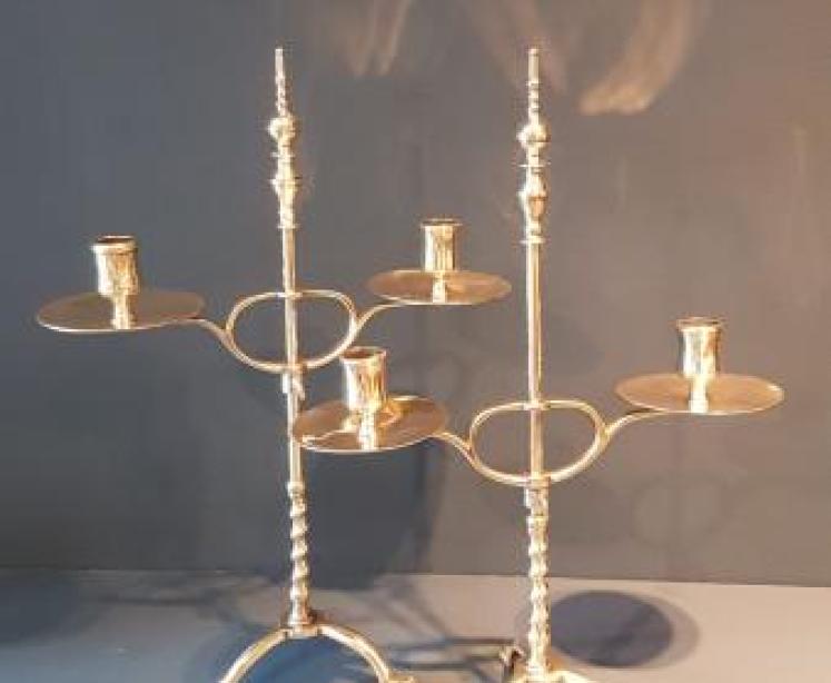 Pair of Early Victorian Brass Rise and Fall Candelabra - Image 6