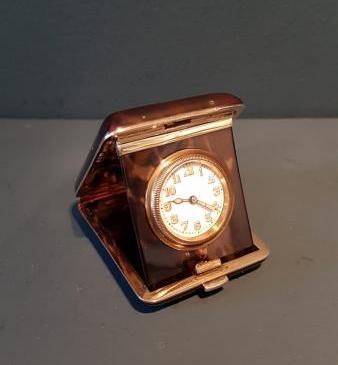 Tortoise Shell and Silver Gilt Travelling Clock