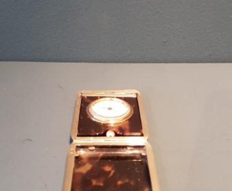 Tortoise Shell and Silver Gilt Travelling Clock - Image 6