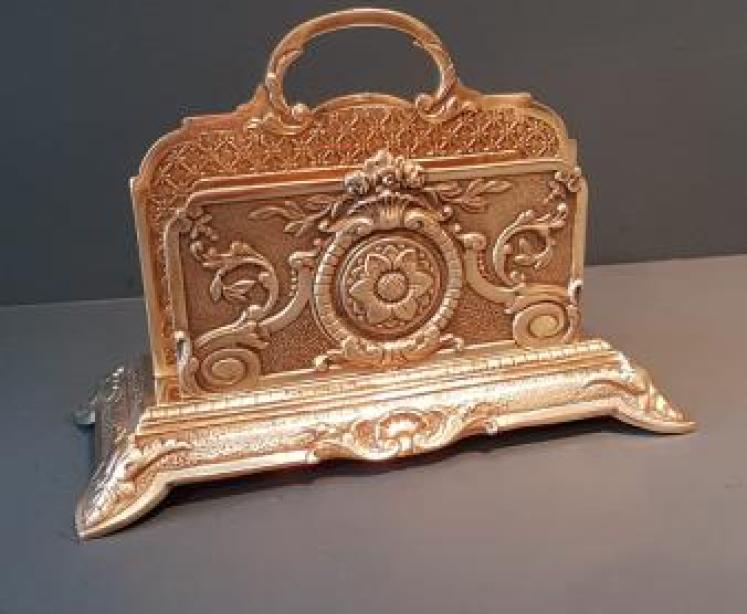 Victorian Cast Brass Letter Rack - Image 1