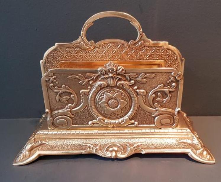 Victorian Cast Brass Letter Rack - Image 3