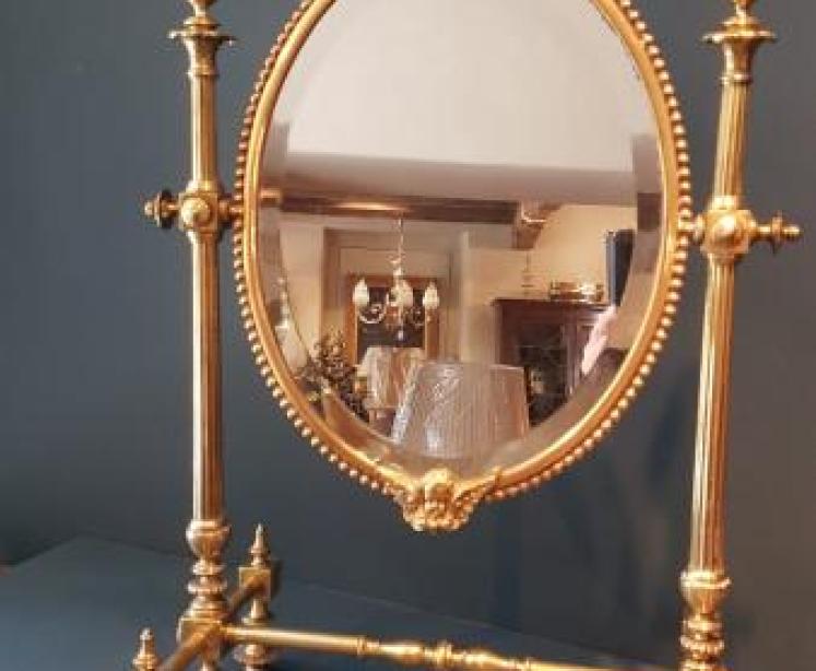 Superb Victorian Brass Dressing Table Mirror - Image 1