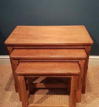 Nest of Original Thompson's of Kilburn Mouseman Tables