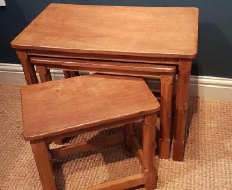 Nest of Original Thompson's of Kilburn Mouseman Tables - Image 3