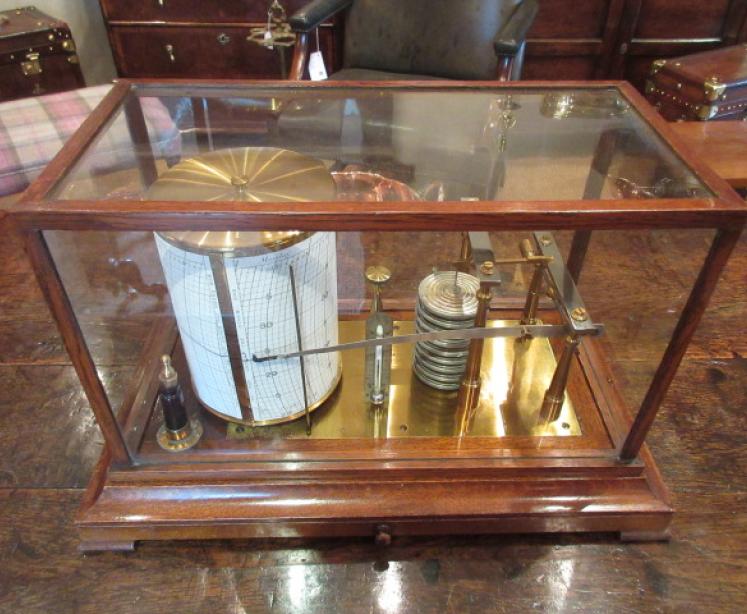 Rare Large Antique Solid Oak 'Micro' Barograph - Image 1