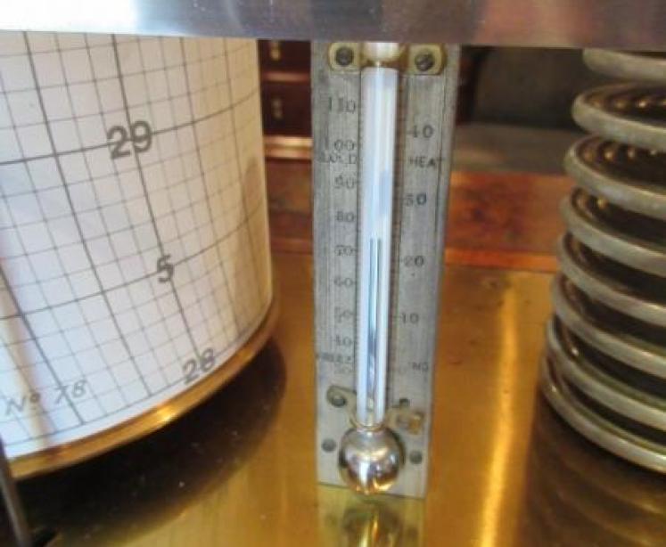 Rare Large Antique Solid Oak 'Micro' Barograph - Image 5