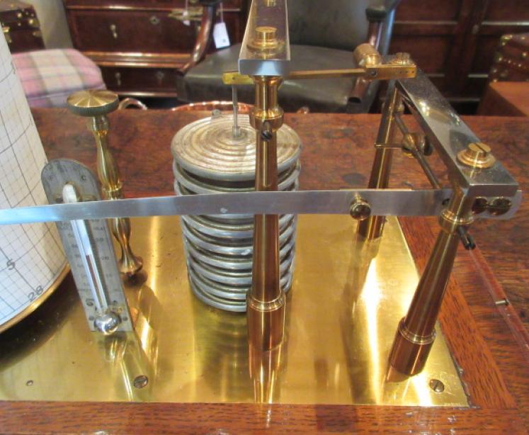 Rare Large Antique Solid Oak 'Micro' Barograph - Image 6