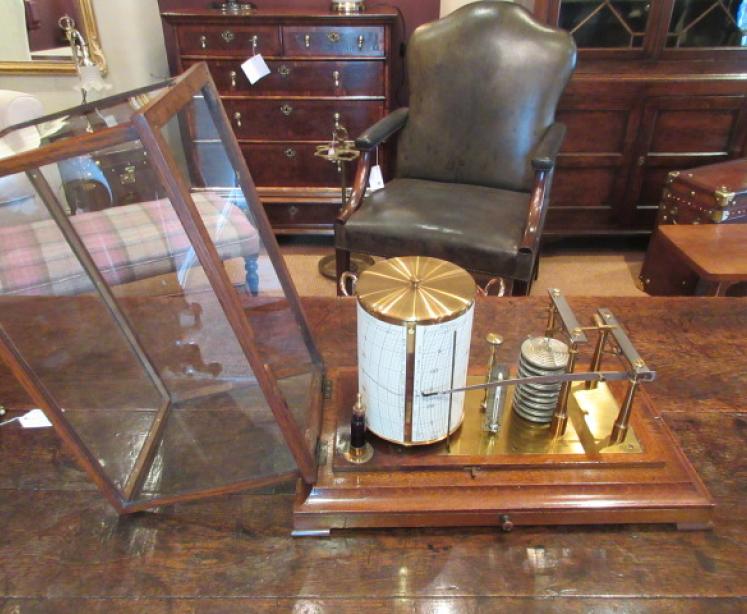 Rare Large Antique Solid Oak 'Micro' Barograph - Image 7