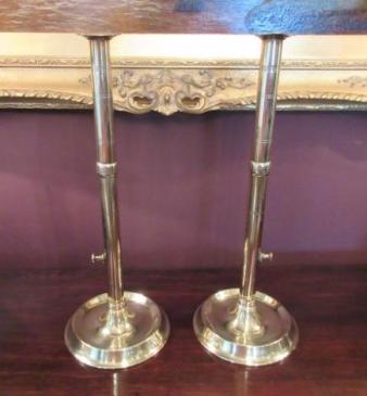 Tall Pair of George III Period Rise & Fall Candlesticks