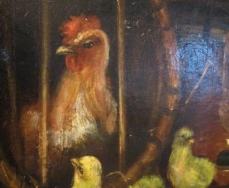 Large 19th Century 'Poultry  in Kitchen' Oil Painting - Image 3