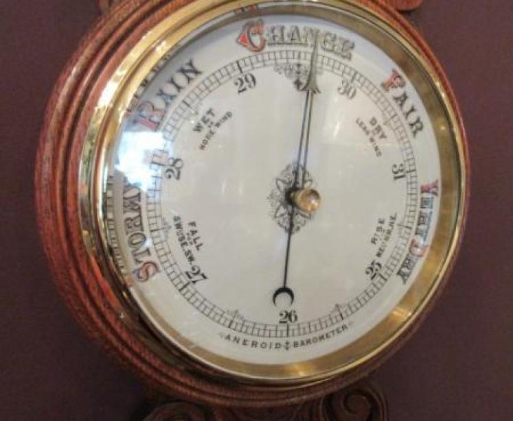 Top Quality Antique Polished Oak Banjo Barometer - Image 2