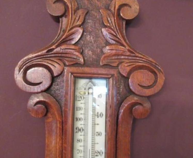 Top Quality Antique Polished Oak Banjo Barometer - Image 6