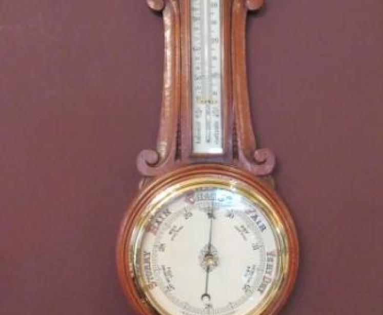 Top Quality Antique Polished Oak Banjo Barometer - Image 7