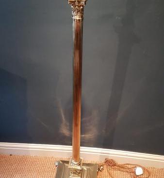 Top Quality Antique  Brass Corinthian Column Lamp Standard