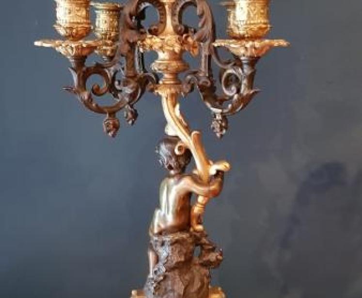 Outstanding Pair of Ormolu & Bronze Candelabra - Image 2