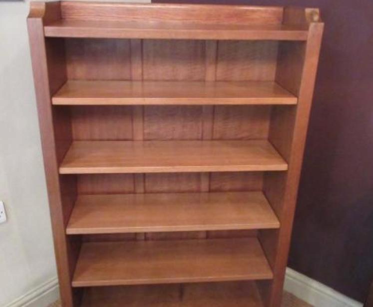 Superb Mouseman Adzed Oak Open Bookcase - Image 1